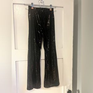H&M girls sequence flare pants. size 8-9. Black. Comfy Jersey Stretch lining!